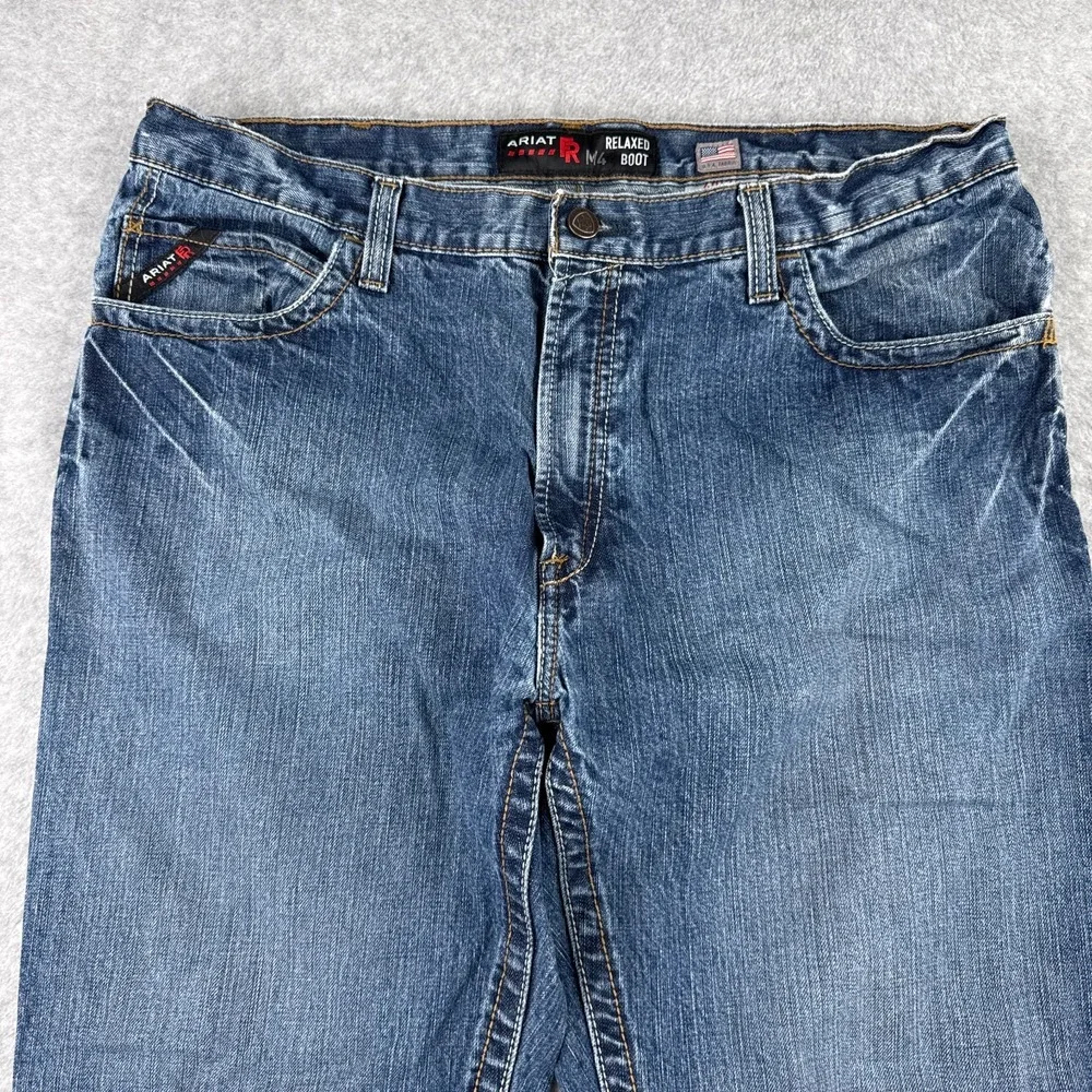 Ariat FR Jeans Men 40x33 Blue Denim M4 Boot Workwear Fire Resistant Lineman